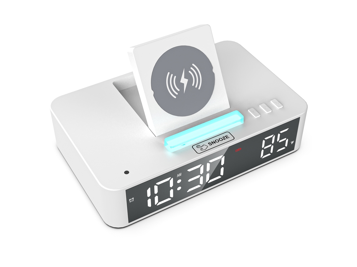 2026-espejo Led Reloj Despertador Digital Con Luz Ambiente Rgb Carga Inalámbrica 10w Y Display Temperatura Para Iphone Android