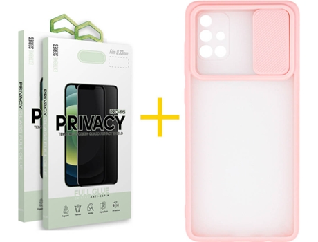 Carcasa + 2 Protectores de Pantalla para Samsung Galaxy A71 SKYHE Rosa Pastel