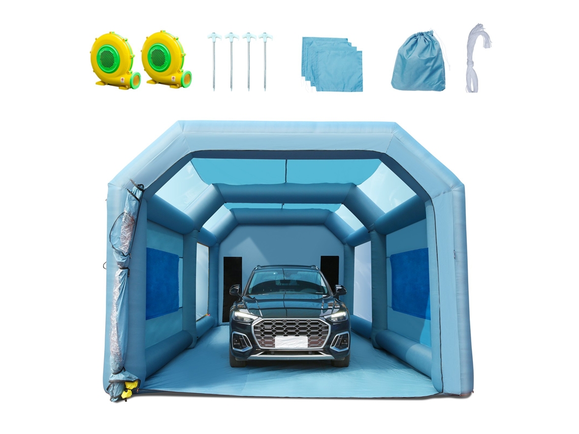 VEVOR cabina inflable carpa de pintura automotriz 26 x 15 x 11 pies sistema de filtración 2 ventiladores