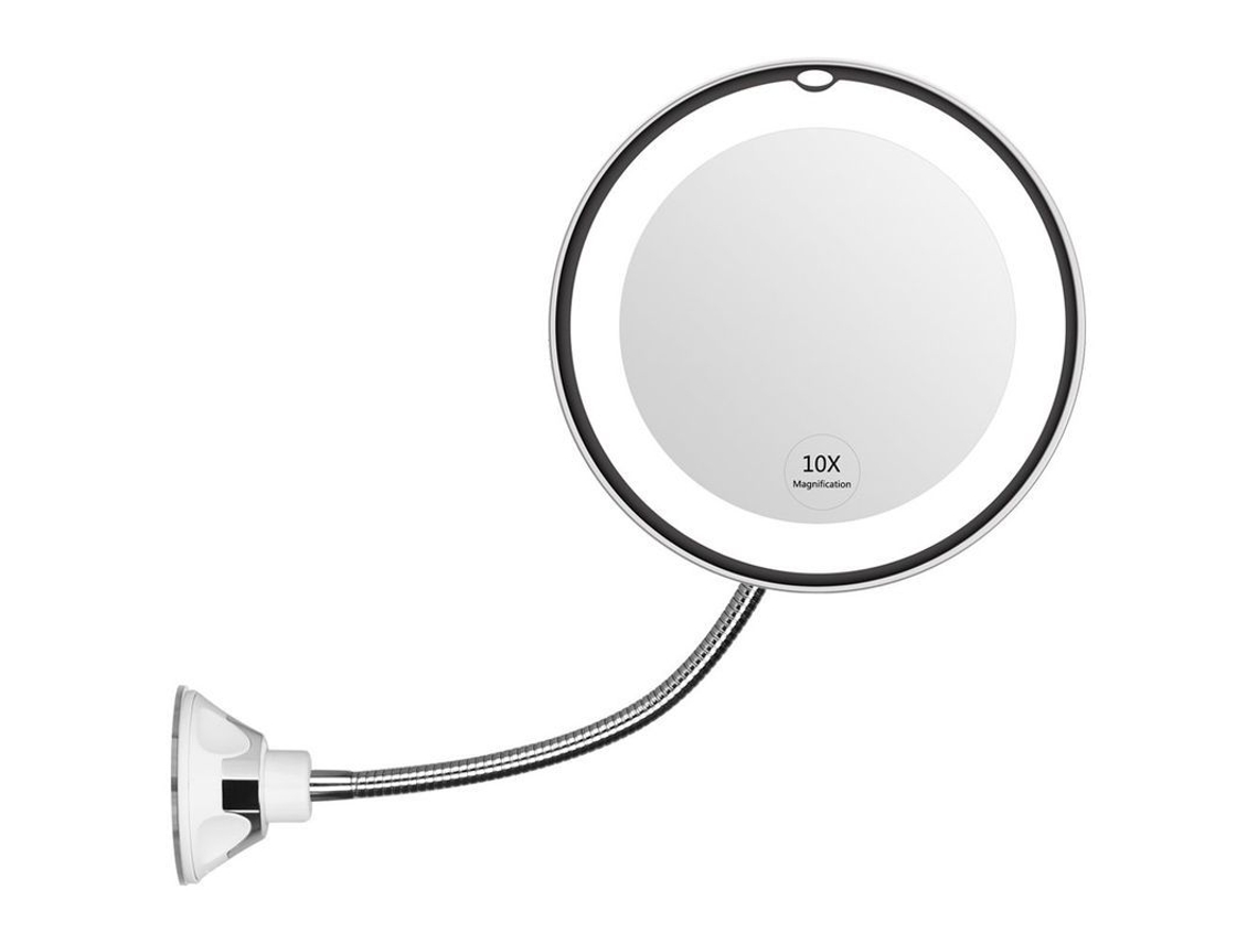 2026altiro-espejo De Maquillaje Con Led Y Lupa De 10x, Brazo Flexible De 17,3 Cm, Para Baño, Inalámbrico.