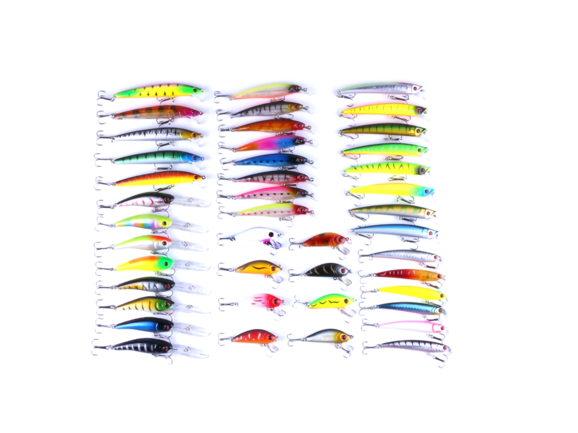 Kit Completo De 43 Señuelos De Pesca Artificiales De Plástico Para Actividades Al Aire Libre.