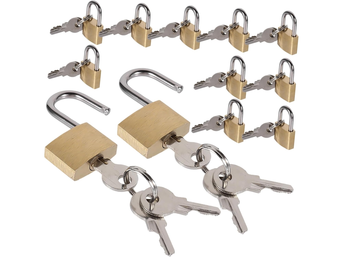 Juego De 12 Mini Candados De Cobre Con Llave Para Mochilas, Maletas Y Bolsas De Gimnasio: Compactos, Seguros Y Versátiles.