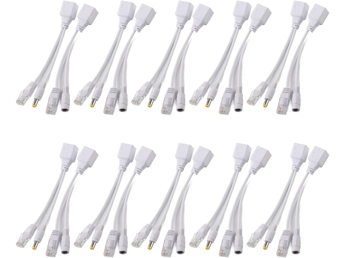 Paquete De 10 Pares De Cables Poe Rj45 Para Cámaras Ip (alimentación A Través De Ethernet) -