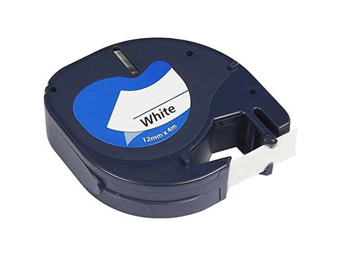 Cinta de etiquetas genérica Letratag S0721510 para rotuladora Texto negro sobre fondo blanco Ancho 12 mm x 4 metros Dymo (91200)