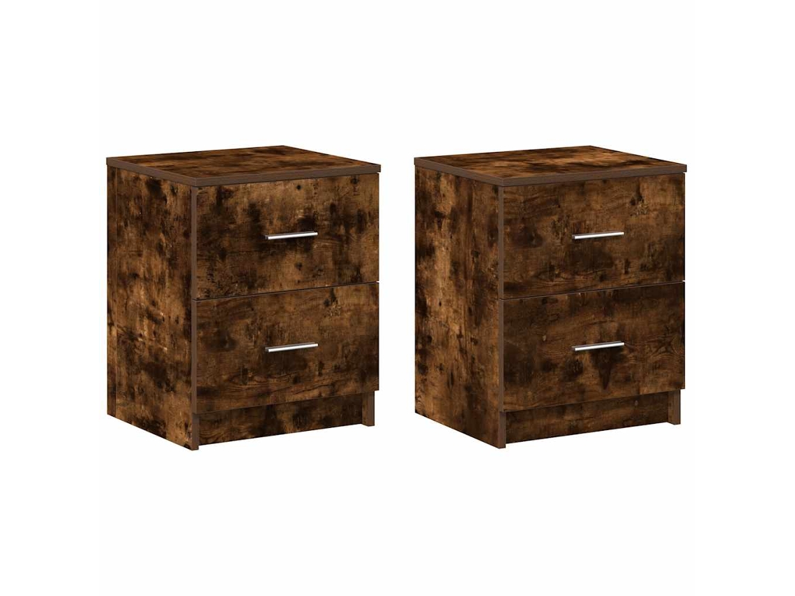 Maison Exclusive - Mesitas De Noche (2 Unidades) Con 2 Cajones, Roble Ahumado, 40x36x50 Cm