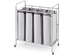Carro para clasificar la ropa sucia con cesta para la ropa sucia de 4 secciones con ruedas resistentes con cerradura y 4 bolsas extraíbles VEVOR