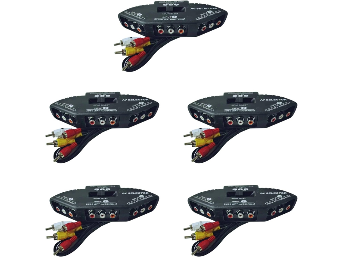 Selector De Conmutación Y Divisor De Audio Y Video Av De 3 Vías 5x Con Cable Para X-tv