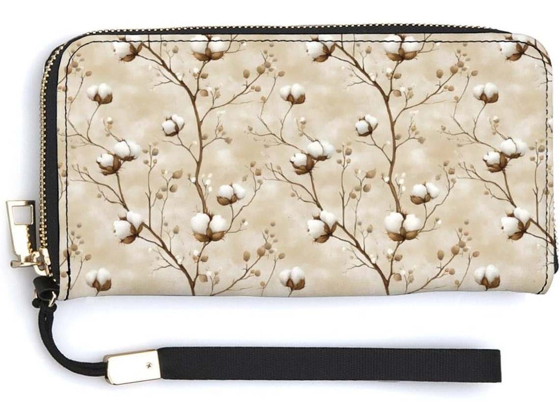 Cartera Algodón Cuero Con Cremallera Para Mujer Diseño Estampado