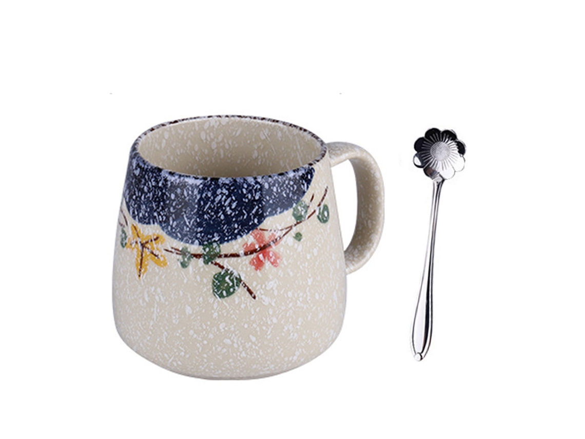 Cuenco de cerámica para sopa y arroz, estilo retro chino y japonés, pintado a mano, con estampado floral, versátil, para servir pequeñas bebidas calientes.