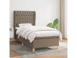 Cama Box Spring Con Colchón Tela Gris Taupe 90x190 Cm