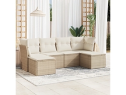 Conjunto de sofá de jardín de 6 piezas con cojines, mimbre sintético beige, Dkd Home Decor