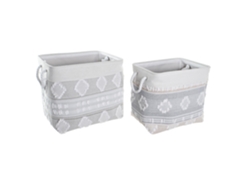 Set 2 Cesta Algodon Gris 45x35x40cm