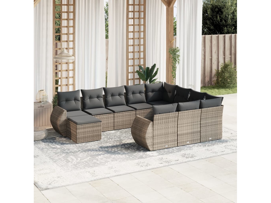 Conjunto de sofás de jardín de 11 piezas DKD Home Decor con cojines de mimbre gris