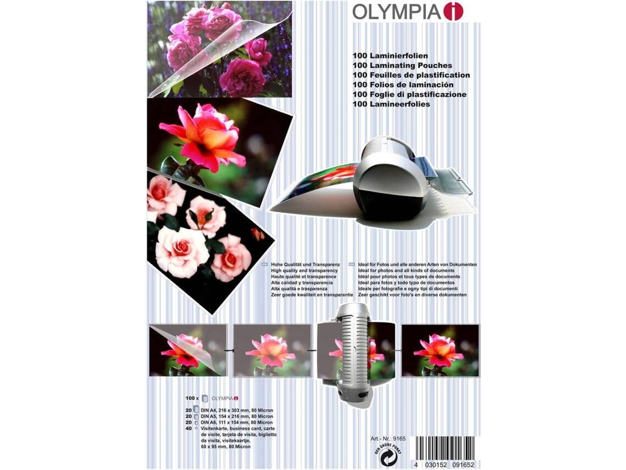 Fundas de Plastificar OLYMPIA 9165 (100 un - A4)