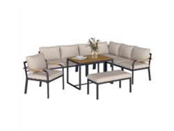 Conjunto de muebles de jardín de 7 piezas con sofá esquinero modular para uso exterior - WPC