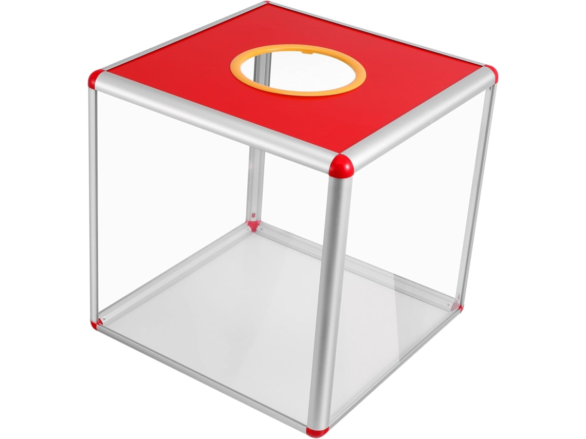 Caja De Donaciones Roja Transparente, Urna Para Votación De Recaudación De Fondos, Caja Cuadrada Multifuncional De Aluminio Macizo.