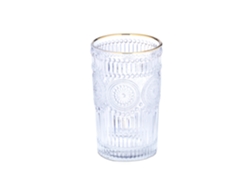 Relaxdays Set 4 Vasos Vintage, Aptos Para Lavavajillas, 400ml, Cristalería Retro Marco Dorado, Agua Y Zumo, Transparente
