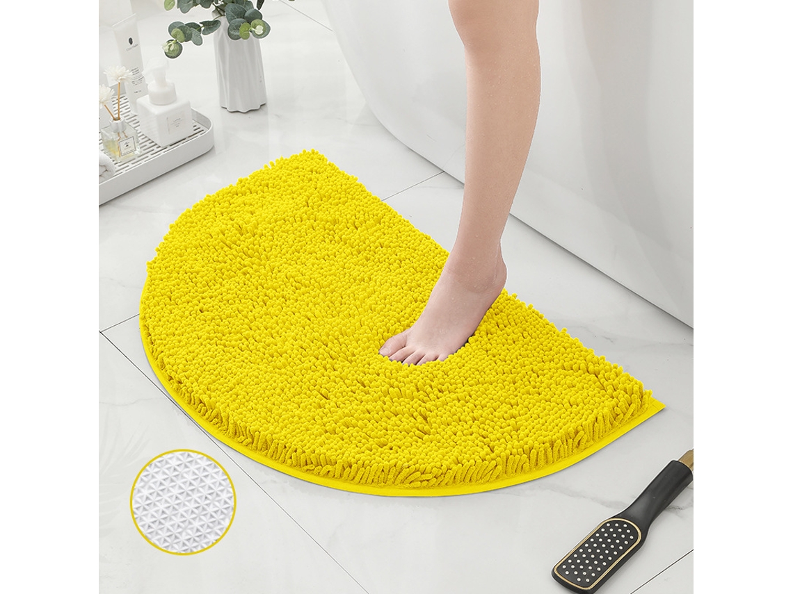 Alfombra de Baño LUUCOZK Antideslizantes Absorbentes Secado Rápido Fondo Tpr Poliéster Amarillo (50x80cm)