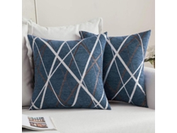 Rebe-fundas De Almohadas Decorativas Chenille Azul Pavo Real 45x45cm Para Sofá Dormitorio Coche Pack De 2