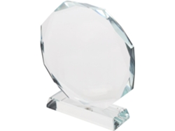 Trofeo octogonal de cristal transparente, 110 mm