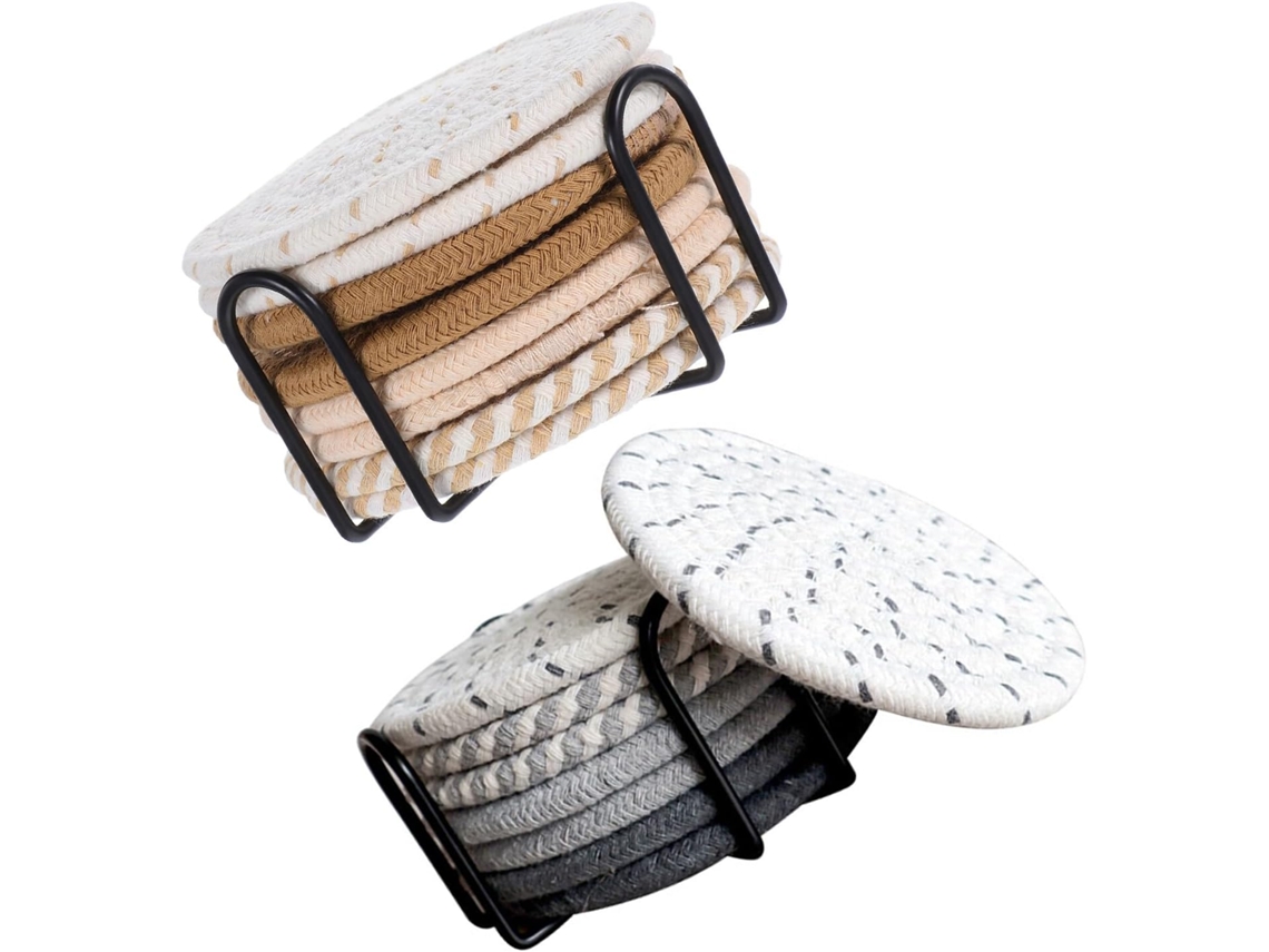 Base Absorbente De Algodón Con Soporte, Práctica Para Vasos Y Bebidas Frías.