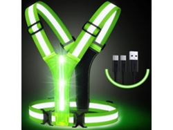 Chaleco Reflectante Led Usb, Verde De Alta Visibilidad