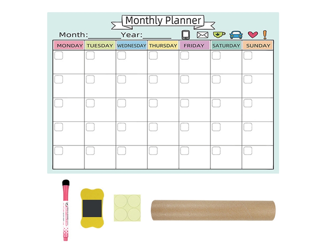 MEOIRUERY Calendario Magnético de Pizarra para Nevera - Calendario Mensual Vertical de Pizarra Blanca