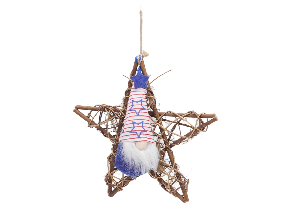 Adorno De Puerta Con Corona Para El 4 De Julio, Muñeca Sin Rostro, Colgante De Estrella De Ratán, Decoración Patriótica