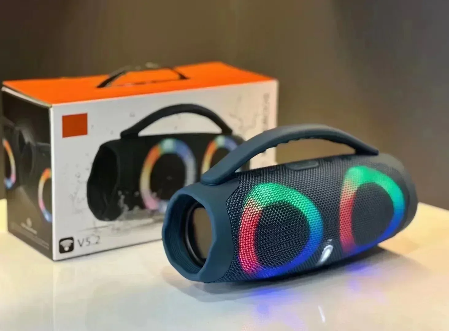 Altavoz Bluetooth portátil resistente al agua con 100 W, iluminación RGB de colores y subwoofer estéreo inalámbrico - Mdug (negro)