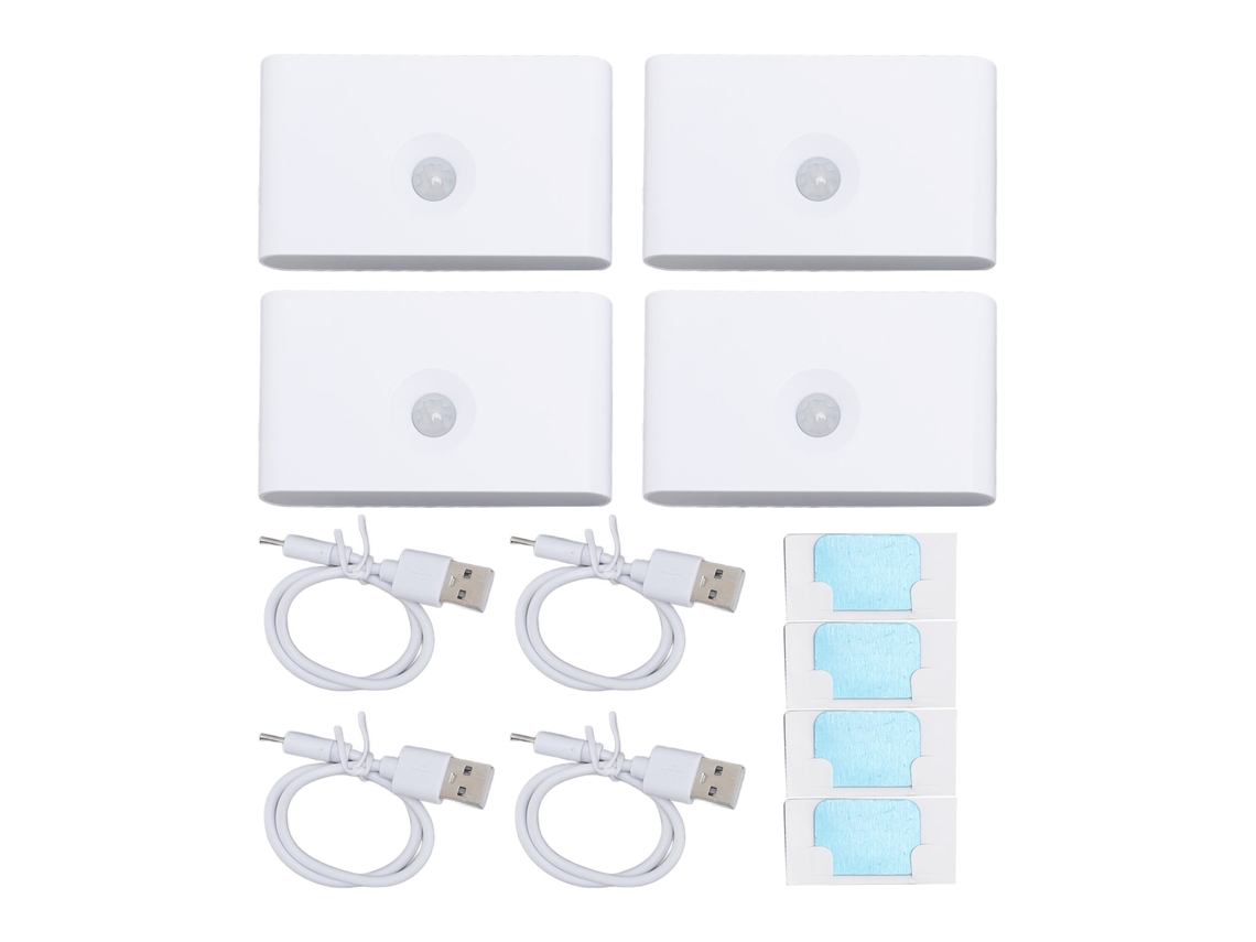 2026-4pcs Luz Nocturna Led Con Sensor De Movimiento 2700k Usb-c Recargable Magnética Doble Luz Para Pasillos Escaleras Dormitorio