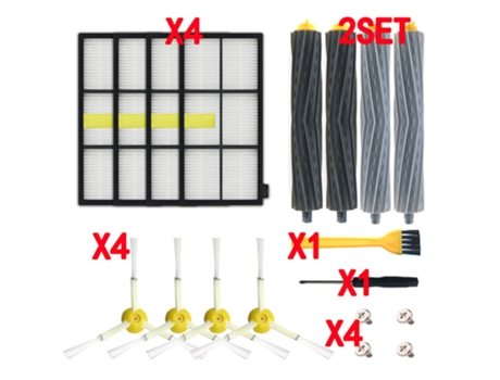 1 juego/2 piezas de cepillo extractor de residuos sin enredos con filtro Hepa para Irobot Roomba 800 Series 870 880 980 reemplazo de aspiradora