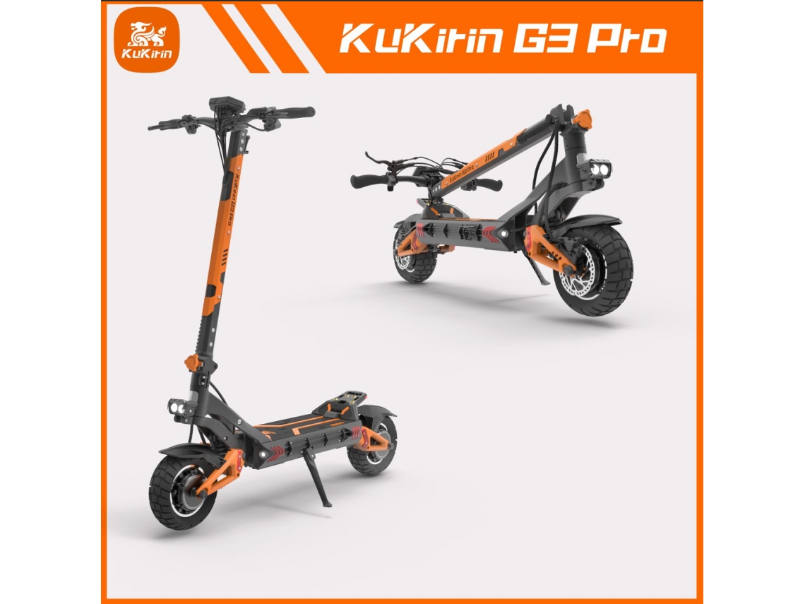 Patinete Eléctrico Kukirin G3 Pro De 1200 W Con Doble Motor, Autonomía De 80 Km, Velocidad Máxima De 65 Km/h, Suspensión Hidráulica Y Batería Extraíbl