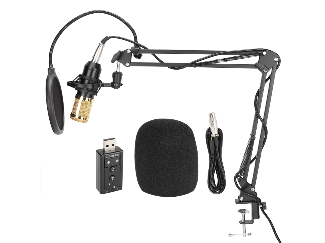Kit De Microfone Condensador De Estúdio Com Filtro Anti-pop E Braço Para Podcast E Gravação No Pc