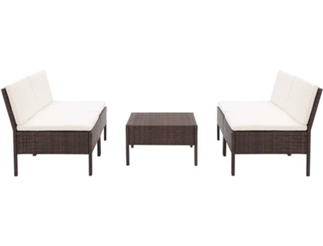 Conjunto 5 Conjunto de sofá de jardín VIDAXL Marrón Poli Ratán (60x60x35 cm)