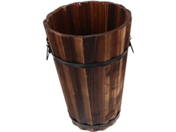 Papelera Redonda De Madera Con Asa, Versátil Y Portátil.