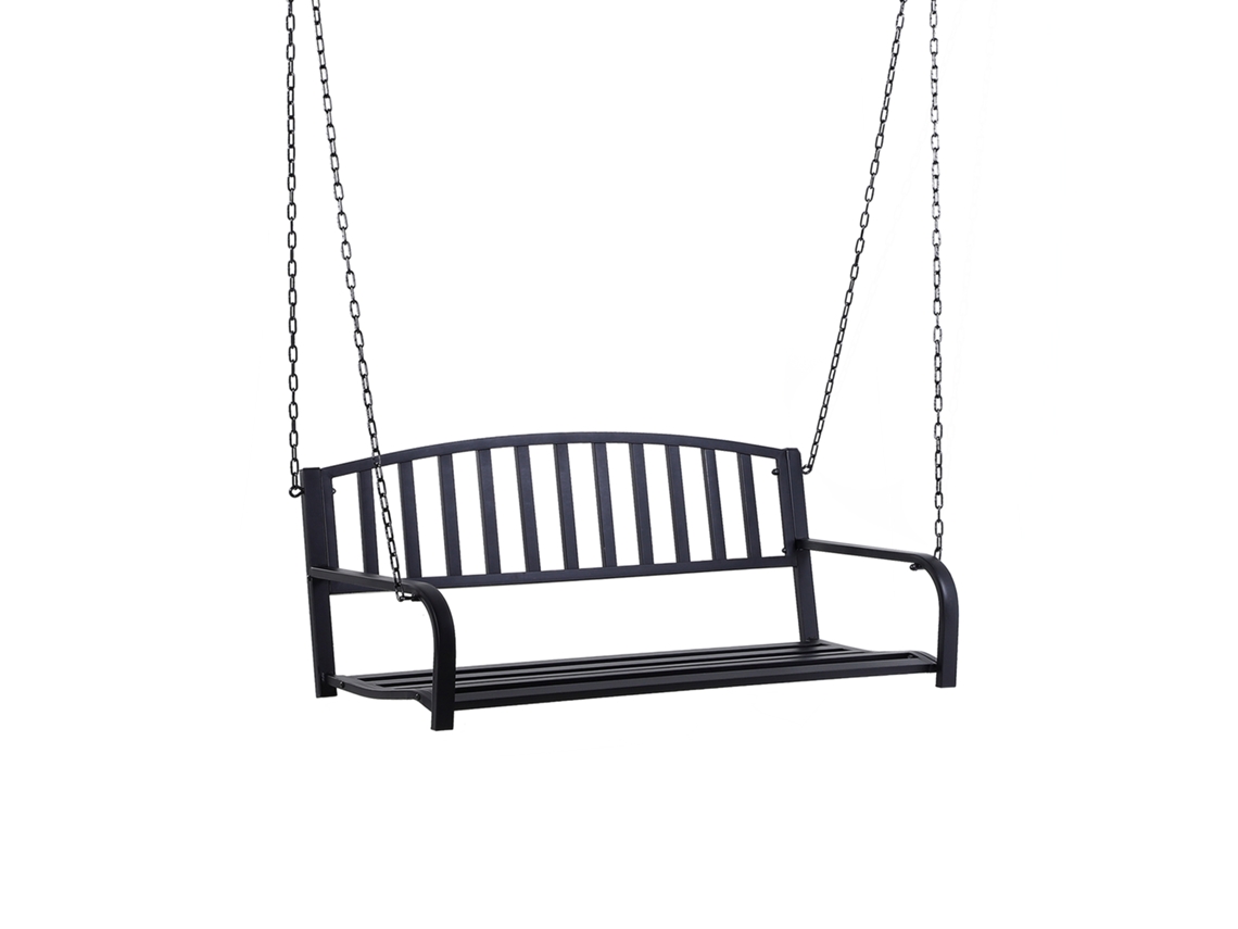 Columpio de Jardín Hollywood Swing, Banco Colgante con 2 Plazas en Metal Marrón, 127 x 60 x 53 cm, Ideal para Jardín y Terraza.