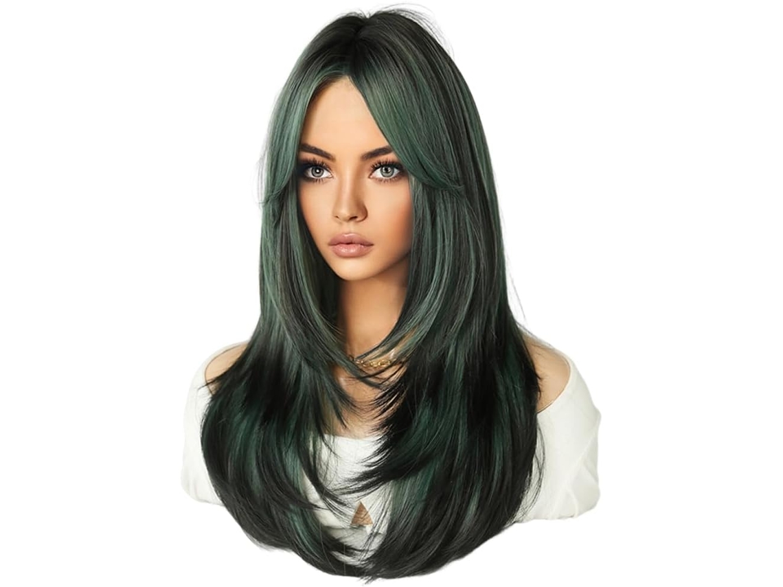 Peluca De Simulación De 64 Cm Estilo Europeo Y Americano Para Mujer, Cabello Largo, Raya Al Medio.