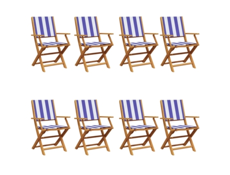 Conjunto 8 Silla De Jardín VIDAXL Azul Madera