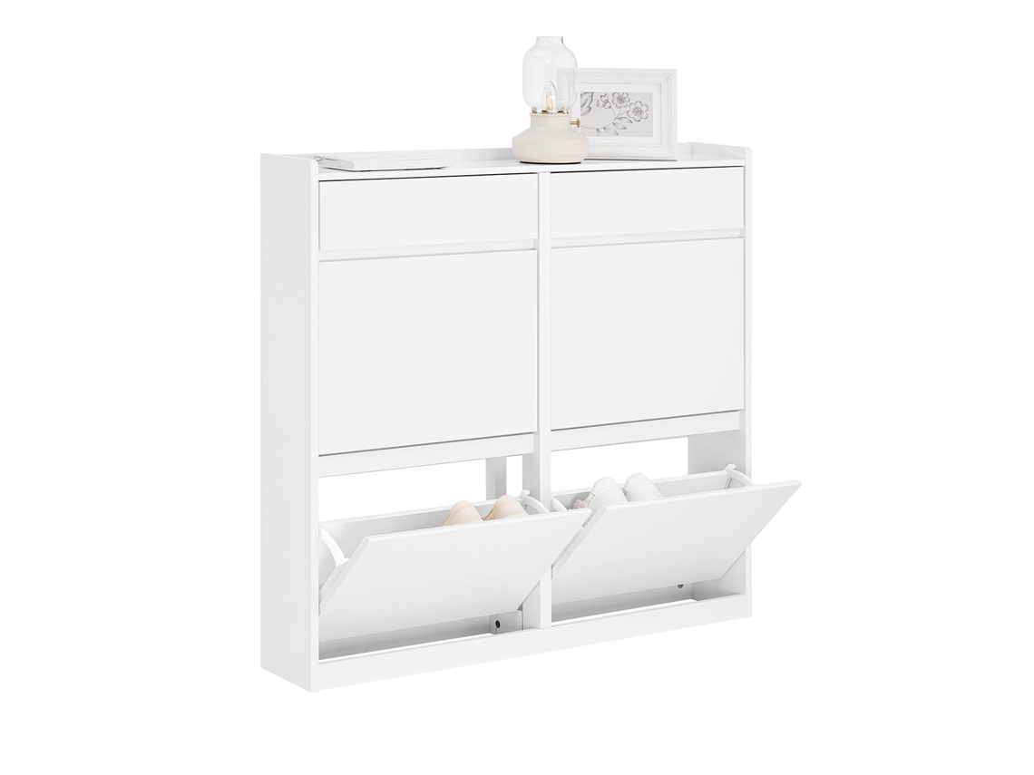 Sobuy Fsr169-w Zapatero Estrecho Con 4 Solapas Y 2 Cajones