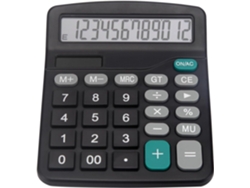 Calculadora solar de 12 dígitos, pantalla grande, modelo 837 negra, para oficina. Sfushos