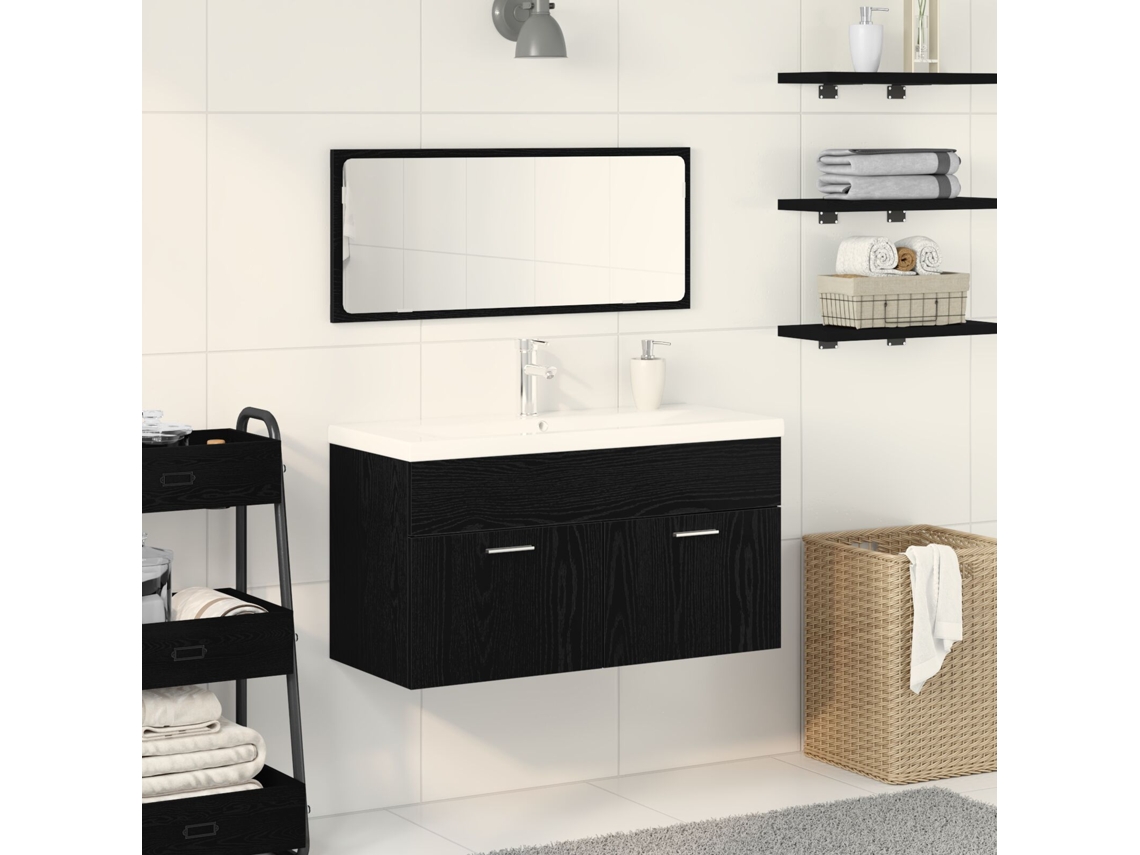 Juego de muebles de baño de 2 piezas en roble negro WSD11270 Lovely Home