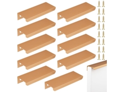 Tirador Oculto Para Cajones Linjou, 10 Unidades, 80 Mm, Oro Rosa, Aluminio, Para Cajones, Armarios Y Muebles.