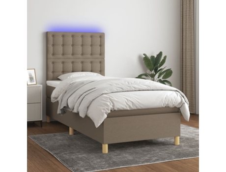 VIDAXL Colchón con somier/LED (Gris - Tela - 90 x 190 cm)