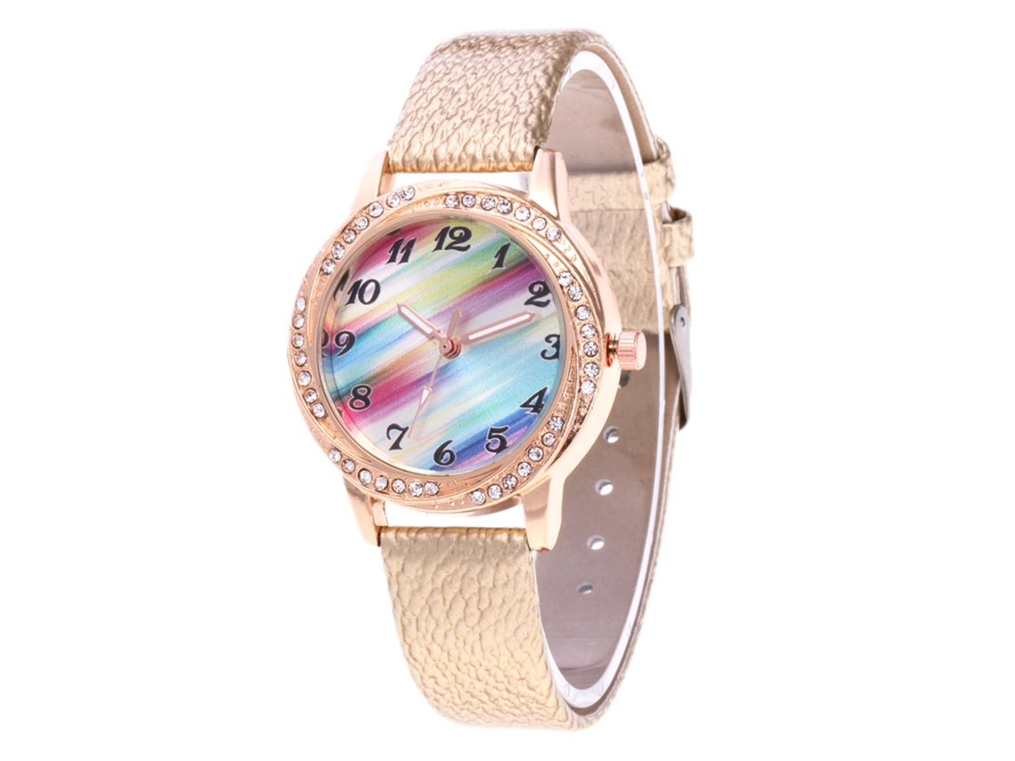 Reloj De Pulsera Analógico De Cuarzo Redondo De Aleación Para Mujer, Estilo Moderno, Color Beige.