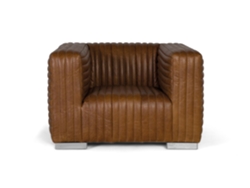 Fauteuil de cuero Rembourré en forma cúbica y patas de acero de Giner Y Colomer