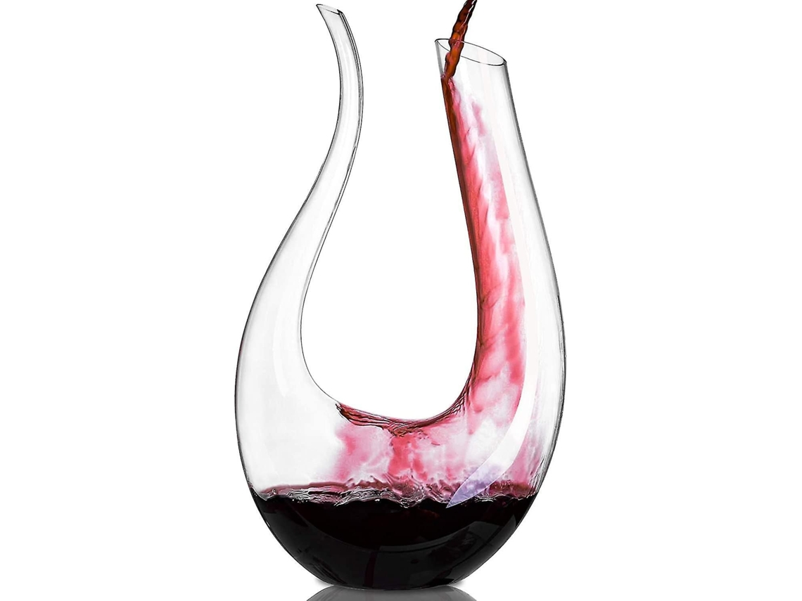 Jarra De Vino, Juego De Botella De Vino De Cristal En Forma De U De 1,5 Litros, Decantador De Vino Tinto Sin Plomo, Botella De Vino Aireada Con Decantador De Cristal, Botella Decantadora