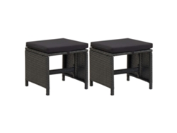 Bancos de jardín con cojines, 2 unidades, mimbre sintético negro, Dkd Home Decor