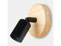 Lámpara De Pared Nórdica Retro De Madera (7 W, 3000 K, Negra) E27, Estilo Loft