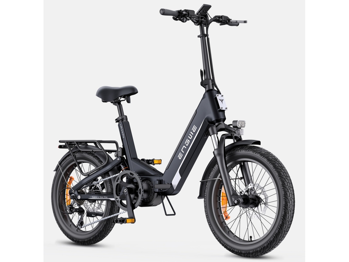 Bicicleta eléctrica Engwe L20 3.0 Pro, motor de 250 W, batería de 48 V y 15 Ah, neumáticos de 20 pulgadas, frenos de disco hidráulicos, certificación TUV, color negro.