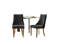 Silla de comedor, tapizada en chenilla moderna, patas de acero inoxidable, color negro CQY.